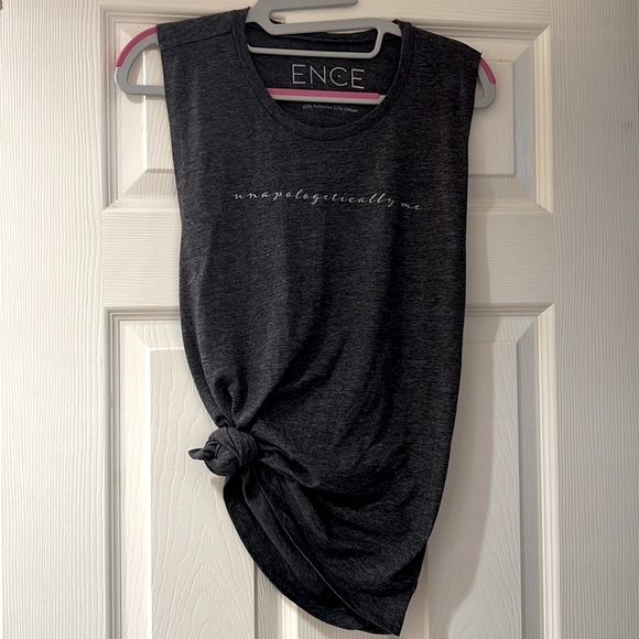 Ence Tops - Ence Unapologetically Me Gray Fitness Workout Tank Top Size Medium